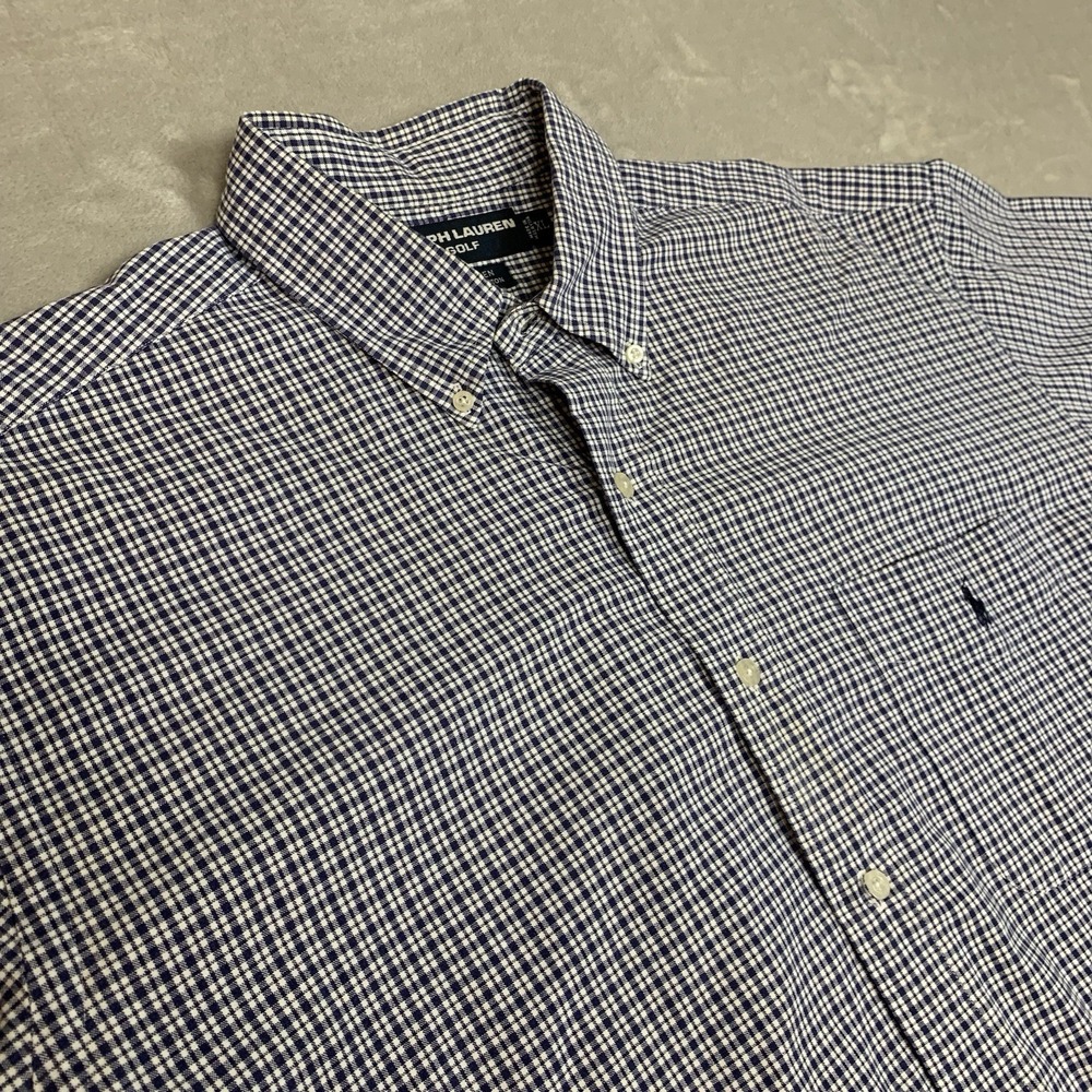 Ralph Lauren Golf Tilden Shirt Mens XL Purple Plaid Short Sleeve Button Down